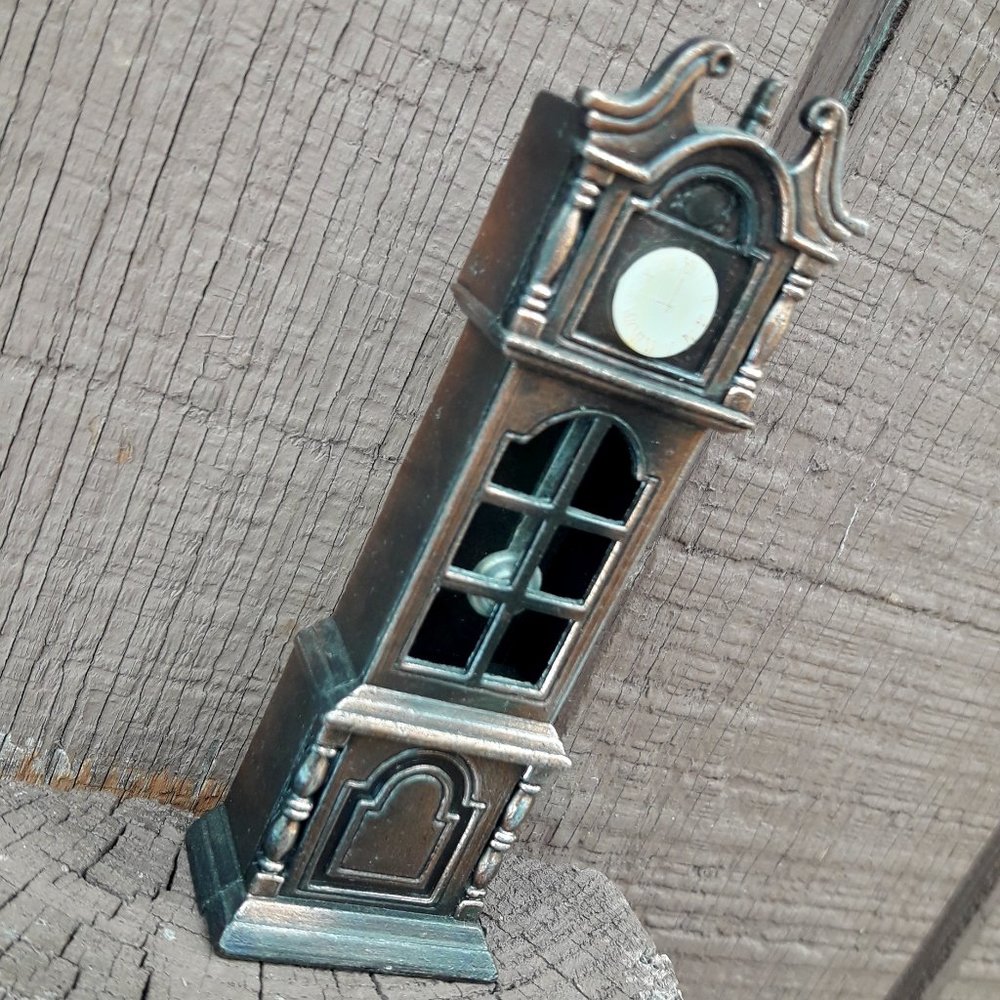 Mini Dollhouse Clock Cast Iron Pencil Sharpener Vintage Grandfather Clock